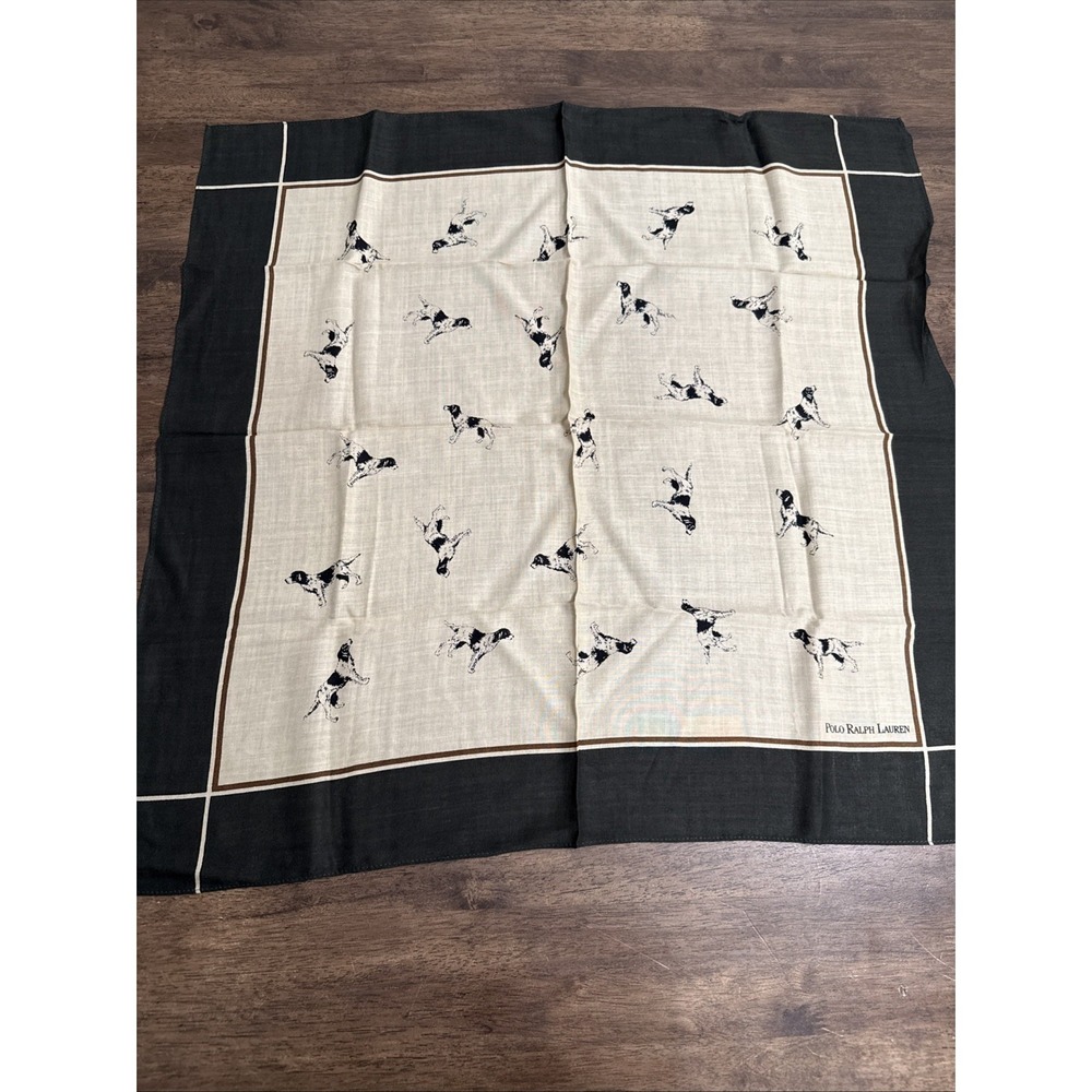 VTG Polo Ralph Lauren‎ Scarf Pointer Hunting Dog Pocket Square Handkerchief 25"